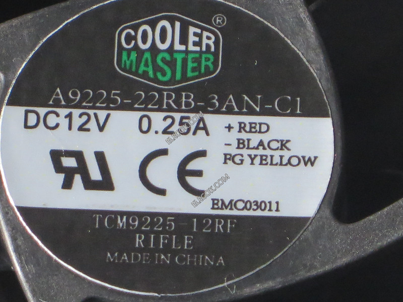 CoolerMaster A9225-22RB-3AN-C1 TCM9225-12RF 12V 0,25A 3 vezetékek Cooling Fan 