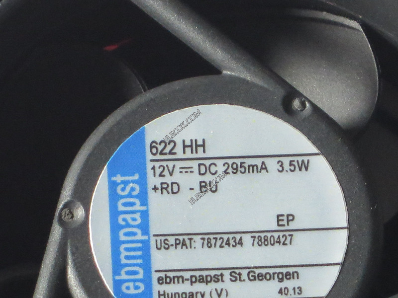 EBM-Papst 622HH 12V 3,5W 2wires Chlazení Fan，Refurbished 