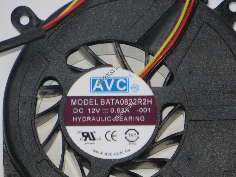AVC BATA0822R2H 12V 0.52A  3wires Hydraulic Bearing Cooling Fan
