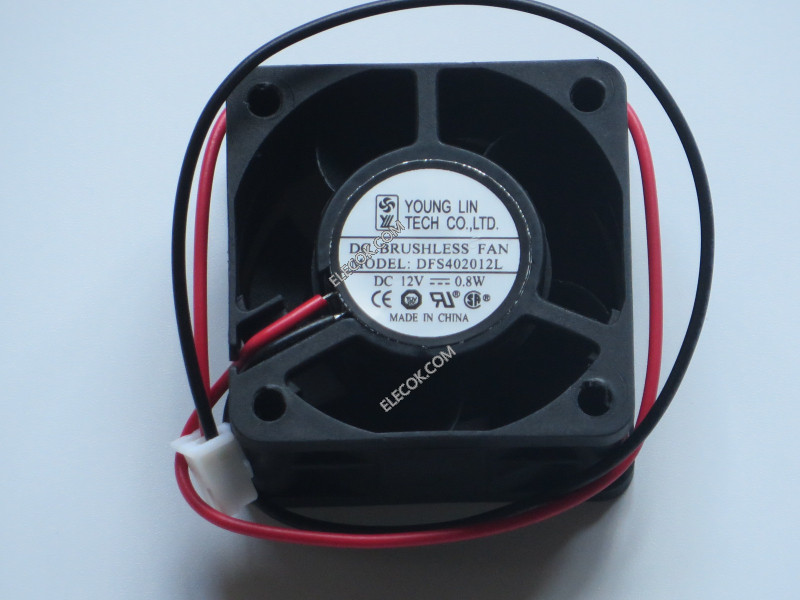 YOUNG LIN DFS402012L 12V 0.8W 2wires Cooling Fan