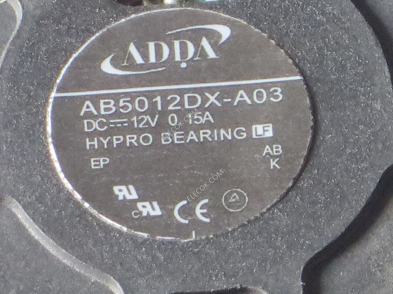 ADDA AB5012DX-A03 12V 0,15A 1,8W 3 dráty Cooling Fan 