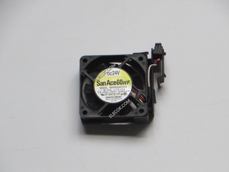 SANYO 9WF0624H707A 24V 0,11A 3wires Cooling Fan Fekete plug with bracket original 