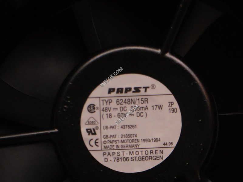 EBM PAPST TYP 6248N/15R 48V 17W 3wires  Cooling Fan