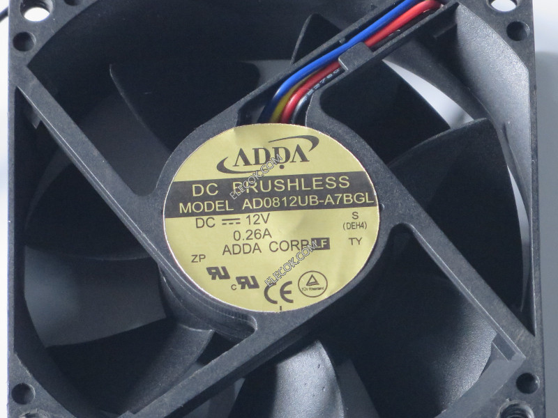 ADDA AD0812UB-A7BGL 12V 0,26A 4 dráty Cooling Fan 