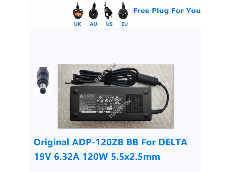 Delta Electronics ADP-120ZB AC Adapter - NEW Original 19V 6.32A, Barrel 5.5/2.5mm, 2-Prong,Used