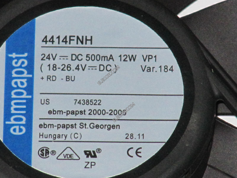 EBM-Papst 4414FNH 24V 500MA  12W  2wires Cooling Fan