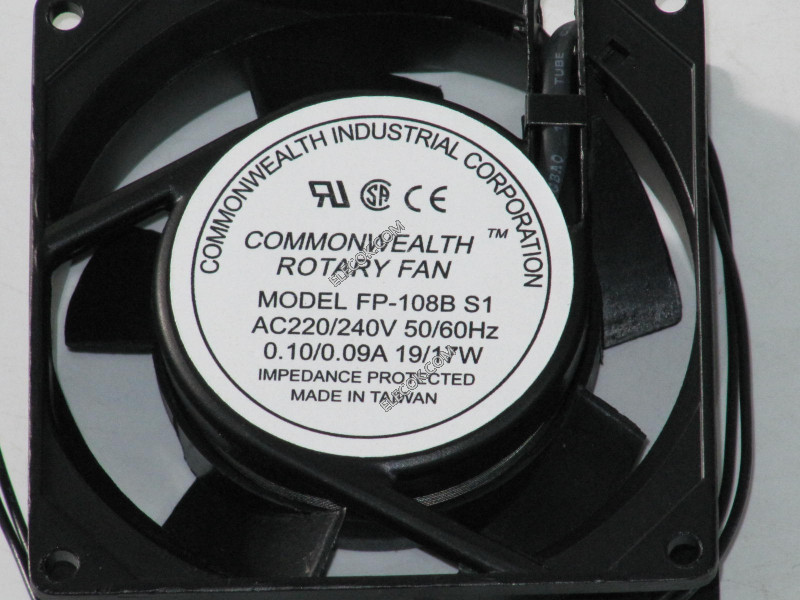 COMMONWEALTH FP-108B-S1 220/240V 0.10/0.09A 19/17W 2wires cooling fan