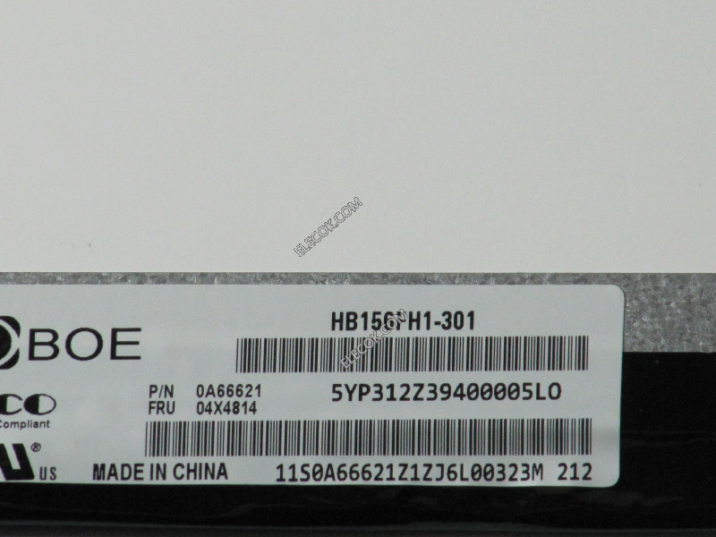 HB156FH1-301 15,6" a-Si TFT-LCD Panel számára BOE 