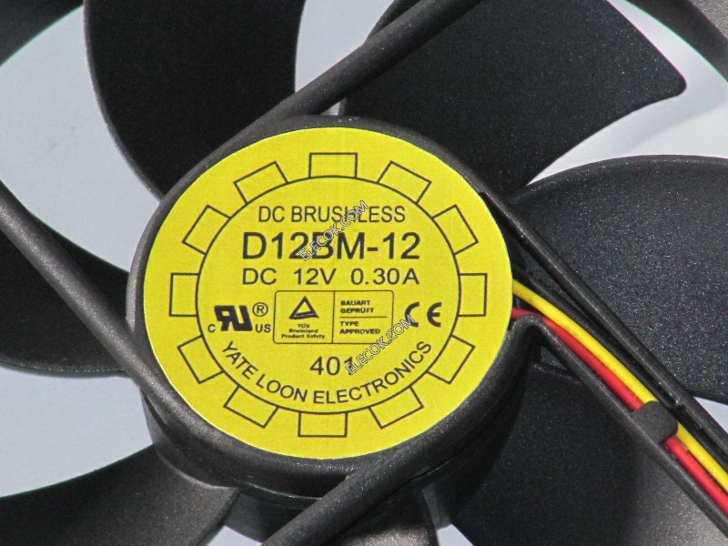 YATE LOON D12BM-12 12V 0,3A 3wires Cooling Fan 