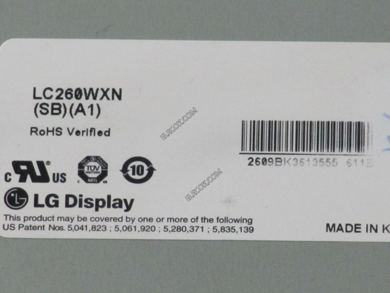 LC260WXN-SBA1 26.0" a-Si TFT-LCD Panel pro LG Display 