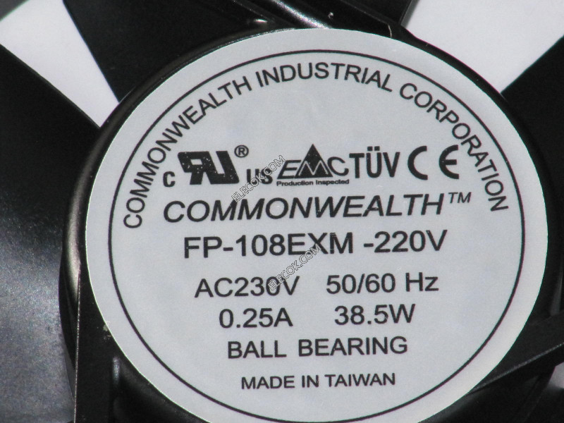 TAIWAN COMMONWEALTH FP-108EXM-220V 230V 50/60HZ 0.25A 38.5W Cooling fan with socket connection, refurbished