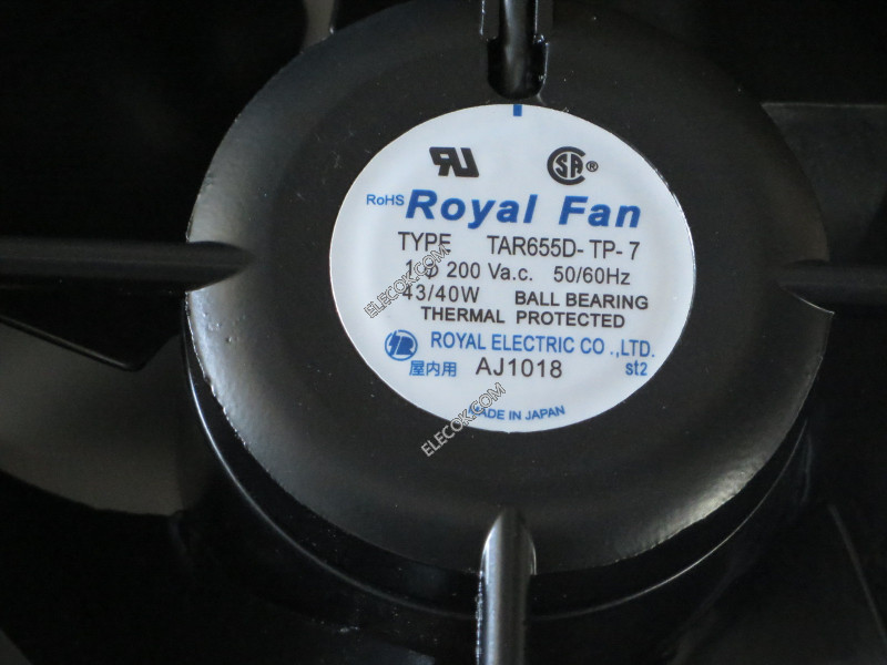 ROYAL FAN TAR655D-TP-7 200V 43/40W 2 vezetékek Cooling Fan refurbished 